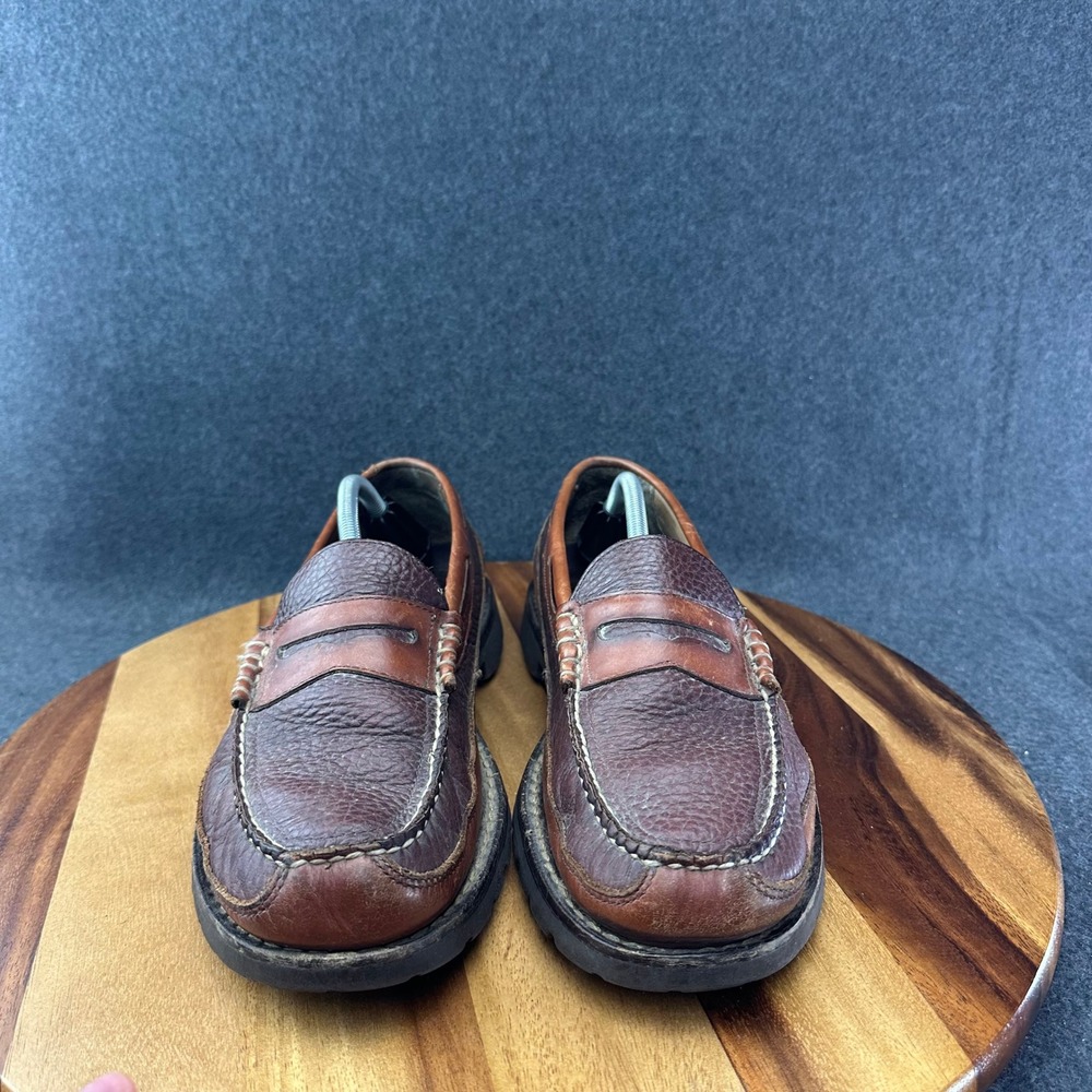 L.L. Bean Allagash Penny Loafers Bison Leather Lug Soles Moc Men Sz 11.5D - Picture 3 of 14